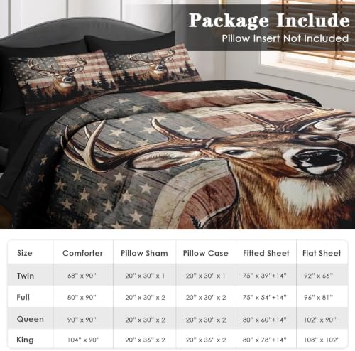 Pamnest Queen Comforter Set with Sheets, 7 Pieces Hunting Vintage Bedding - Image 6