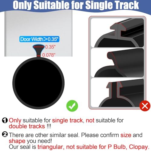 16.5FT Garage Door Seals Bottom Rubber, 0.35" Triangle Weather Stripping Seals for Single Track Weatherproofing Threshold Replacement Strip Fits 16.5FT Wide or Smaller Doors (16.5FT, Black) - Image 2
