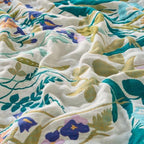 Boho Throw Blanket, 100% Soft Cotton Floral Quilt, Queen 80"x 90" - Image 7