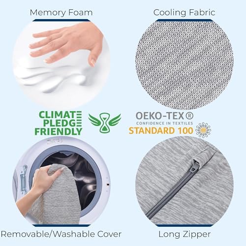 5 STARS UNITED Large Knee Pillow for Side Sleepers - Hip Pain Relief, Memory Foam Leg Cushion for Side Sleeping - Between Legs Pillow for Sciatica & Lower Back Pain, Arctic Gray - Image 4