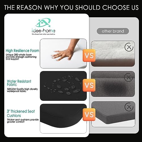 idee-home Outdoor Chair Cushions Set of 2, 17" x 17" D-Shaped - Image 3