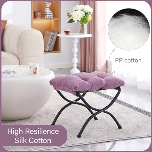 LITA Folding Ottoman, Foldable Footrest Stool, Portable Small Foot Stool for Couch, Collapsible Foot Rest Ottoman for Sofa, Accent Padded Ottomans for Lazy Chair, Living Room, Bedroom - Image 6