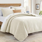 IR Imperial Rooms Twin Quilt Bedding Set Ivory Bedspread Wave - Image 3