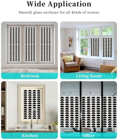 Window Privacy Film Frosted, Black Boho Reusable Static Cling Window Tints, Middle Century Geometric Abstract Art Heat Control Windows Films for Offices, Balcony, 29.5 x 118 Inches - Image 7