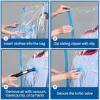 Spacesaver Hanging Vacuum Storage Bags (Pack of 4) - Vacuum Sealer Bags, Closet Organizer, Sealed Storage, Space Bag - Blanket, Bedding, Garment, Clothing, Dress, Suit, Long Coat, Jacket - Image 4