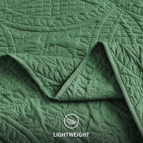 Love's cabin California King Size Quilt Set Dark Green Bedspreads - Soft Summer Lightweight Bedspread Comforter - Modern Coin Pattern Coverlet for All Season - 3 Pieces (1 Quilt, 2 Pillow Shams) - Image 6