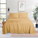 Mocassi Twin Size 4-Piece Bed Sheet Set - 1800 Premium Hotel Quality Microfiber 18-24 Inches Extra Deep Pocket Fitted Sheet- Luxury Soft, Breathable, Wrinkle, and Fade Resistant, Gold - Image 2