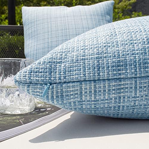 Kevin Textile Outdoor Waterproof 26"x26" Pillow Covers 2 Pack, Light Blue - Image 3