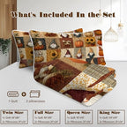 BlessLiving Fall Full Size Quilt: Elf Square Pattern Bedspread Coverlet - Image 6