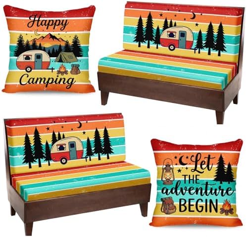 Britimes RV Dinette Cushion Covers Set, 6 Pack, for Camper, Sunset Camping by Britimes