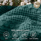 PHF Lightweight 100% Cotton Waffle Blanket for Bed, Twin XL, Teal - Image 4