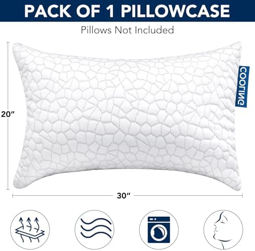 2-Pack Queen Cooling Fiber Pillowcases – Luxury, fits Hotel/Memory Foam/Down Pillows, Smooth Zippers, for hot Sleepers, Machine Washable. - Image 2