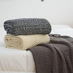 Longhui bedding 100% Cotton Knitted Throw Blanket – Black White, Soft & Cozy, Machine Washable, 60"x80" – Perfect for Living Room, Couch, Sofa, Bed or Travel - Image 4