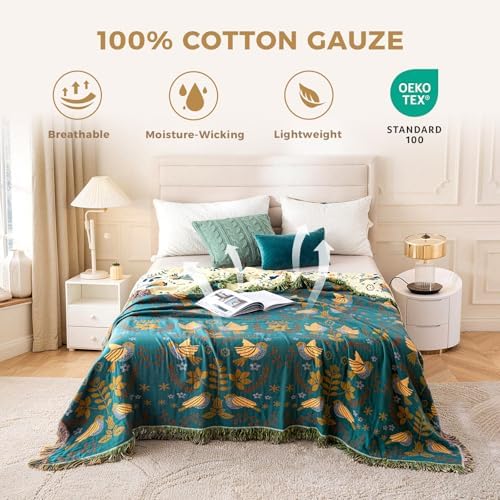 LUTBM Queen Throw Blanket for Bed, 100% Cotton Boho Soft Quilt Room Decor - Image 2