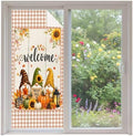 Window Privacy Film Frosted, Thanksgiving Gnomes Non-Adhesive Static Cling Window Tint, Fall Orange White Pumpkin Maple Leaf Insulated Windows Frosted Films for Living Room, 35.4 x 78.7 Inches by Unknown