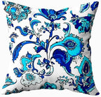 EMMTEEY Blue White Ornate Watercolor Floral Pillow Covers 26x26 Set of 2 - Image 2