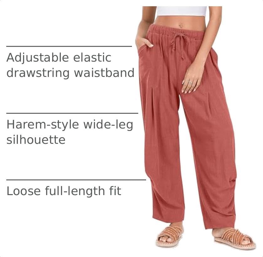 TARSE Womens Linen Barrel Pants Casual Summer Travel Lounge Trousers - Image 4