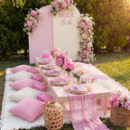 14 Pack Extra Large Pink Picnic Blanket Kit 91x71'' Outdoor Boho Pink Rug - Image 4