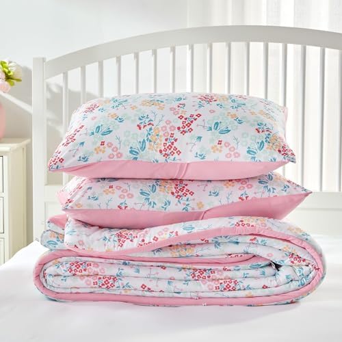 SLEEP ZONE King Size Comforter Set, Breathable Jersey Knit Soft Duvet Insert Set 3 Pieces Flower Leaves Pattern Bedding Sets for Bedroom All Season, Flower Leaves - Image 7