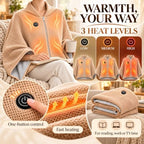 Wearable Heated Blanket with Zipper, Heated Shawl Wrap for Women - Image 3