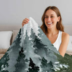 Christmas Throw Blanket, Winter Xmas Pine Trees Mountain Fluffy Soft Blankets for Couch Bed Travel, Snowflakes Plush Microfiber Striped Flannel Blankets, Lightweight Sofa Blankets 32"x48" - Image 5