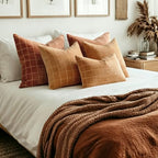 Decorative Chenille Plaid Fall Throw Pillow Covers Bronze 26x26 Set of 2 - Image 7
