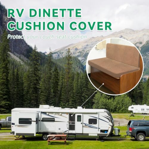 molasofa Leather Like RV Dinette Cushion Covers, RV Booth Seat Cover Stretchable Camper Cushion Couch Covers Washable Slipcovers for Camper Car Bench (2 Bench Cover & 2 Backrest Cover, Brown-256) - Image 3