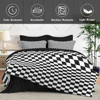 Comforter Set of 7 Soft, Twin Size, Black White Checkered - Image 4