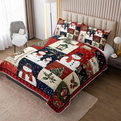 HOSIMA Christmas Patchwork Quilt King,Holiday Bedding with 2 Pillowcases. - Image 2