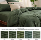 Bedsure Queen Duvet Cover with Fitted Sheet, Double Brushed Bedding, Green - Image 5