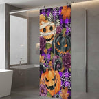 Window Privacy Film Frosted, Pumpkins Halloween Static Cling Door Window Covering, Black Horror Purple Check Floral UV Blocking Windows Film for Office, Hotel, Bedroom, 29.5 x 78.7 Inches - Image 5
