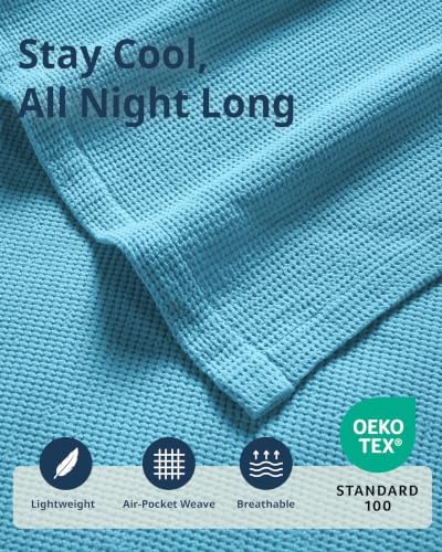 LANE LINEN Blankets King Size, 100% Cotton 300 GSM Lightweight - Sky Blue - Image 4