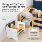 Ocodile The Original Kids Nightstand for Floor Beds, Solid Wood Small Bedside Table with Book Pocket, Low Tiny Nightstand for Nursery, Toddler & Kids Room, Montessori Style Side Table - White - Image 3