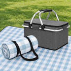 Domensi 2-in-1 Picnic Basket & Blanket Set, 30L Insulated Cooler Bag by Domensi