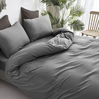 Luxlovery Grey Comforter Set Queen Men Dark Grey Comforter Bedding Sets 3PCS Solid Breathable Soft Charcoal Gray Quilts Set Modern Queen Comforter Women Men - Image 6