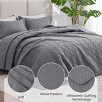 Love's cabin Oversized King Quilt Set, Soft Bedspread Comforter, Dark Grey - Image 4