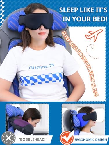 SARISUN Travel Pillows and Airplane Foot Hammock for Long Flight, Travel Essentials, 360° Support Headrest, Stop Bobblehead, Foot Rest - Image 2