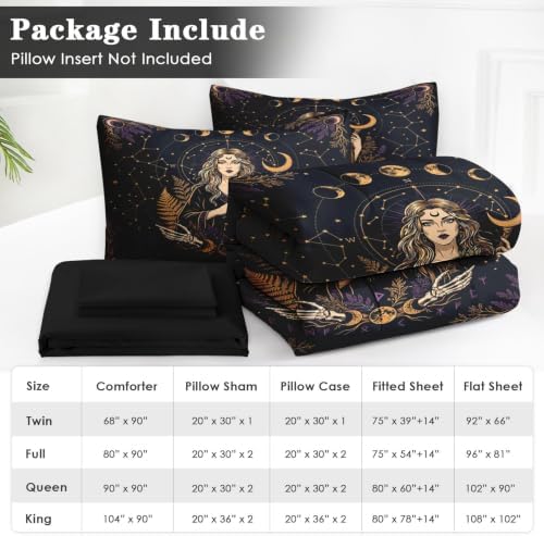 WeCozy Queen Comforter Set with Sheets, 7 Pieces Witchy Celestial Bedding - Image 6