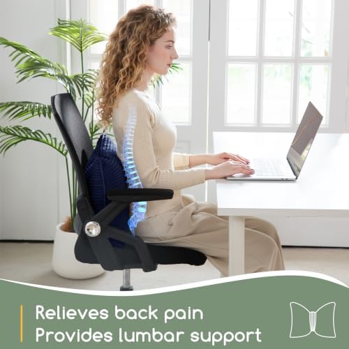 HIGOGOGO Lumbar Support Pillow for Recliner Chair, Bow Knot Shaped Back Support Cushion, Striped Corduroy Soft Decorative Lumbar Pillow for Office Chair, Sofa, Car, Bed, Living Room - Navy - Image 6