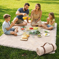 White Picnic Blanket, Oversized 71'' x 71'' Cotton Polyester Boho Beach Blanket, Lightweight Outdoor Mat, Machine Washable for Park, Camping & Photoshoot (Khaki) by RCOACE