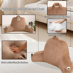 Soft Reading Pillow for Bed with Arms,Middle,Khaki,Faux Fur - Image 5