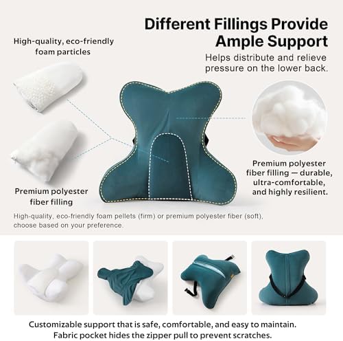 Lumbar Support Pillow (Pat. Pend) for Car Seat, Office Chair, Couch & Recliner, Ergonomic Back Support for Chair, Lower Back Pain Relief, with Adjustable Strap to Stay in Place, Slate Blue - Image 3