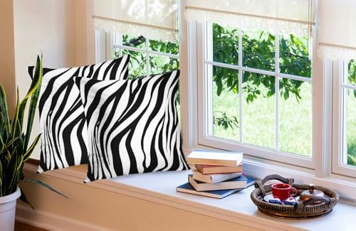 EMMTEEY Zebra Animal Print Pillow Covers 24x24 Throw Pillow Cover Set of 2 - Image 4