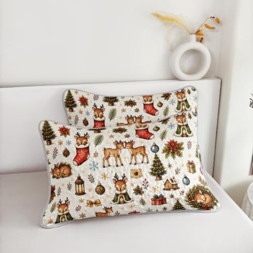 HOSIMA Christmas Deer Queen Quilt,Cute Holiday Bedspread for Room Decor. - Image 6