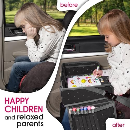 ECOFANTASY Kids Car Seat Travel Tray, Car Table & Lap Desk – Stars - Image 3