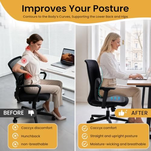 Orthopedic Cushion, Back and Seat Cushion, Car Seat Cushion, Soothe+ Cushion, Pressure Relief, Non-Slip Belt Backrest, Ergonomic Memory Foam Backrest（Gray） - Image 2