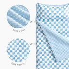 Wake In Cloud - Toddler Nap Mat with Pillow and Minky Fleece Blanket, for Kids Boys Girls Ages 3 Plus in Daycare Preschool, Roll Up Sleeping Bag, Gingham Grid Checkered, Blue White, Standard - Image 6