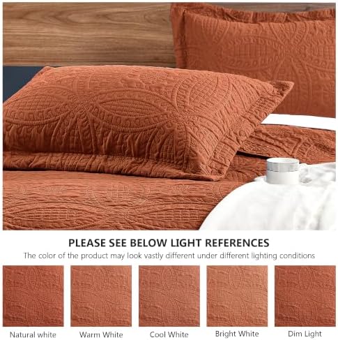 Love's cabin California King Size Quilt Bedding Set Umber Bedspreads - Cal King Summer Lightweight Bedspread Comforter - Coin Pattern Coverlet for All Season - 3 Pieces (1 Quilt, 2 Pillow Shams) - Image 6