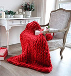 Chunky Knit Throw Blanket Chenille Yarn Soft Cozy Bulky Knitted Blanket for Sofa Bed Chair Large Hand Made Boho Home Decor Red 48x70 - Image 4