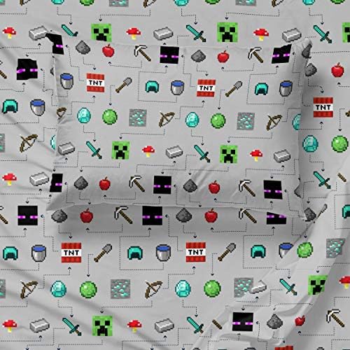 Minecraft Creeper Twin Comforter Set 4 Piece Kids Bedding for Boys, Multi - Image 6